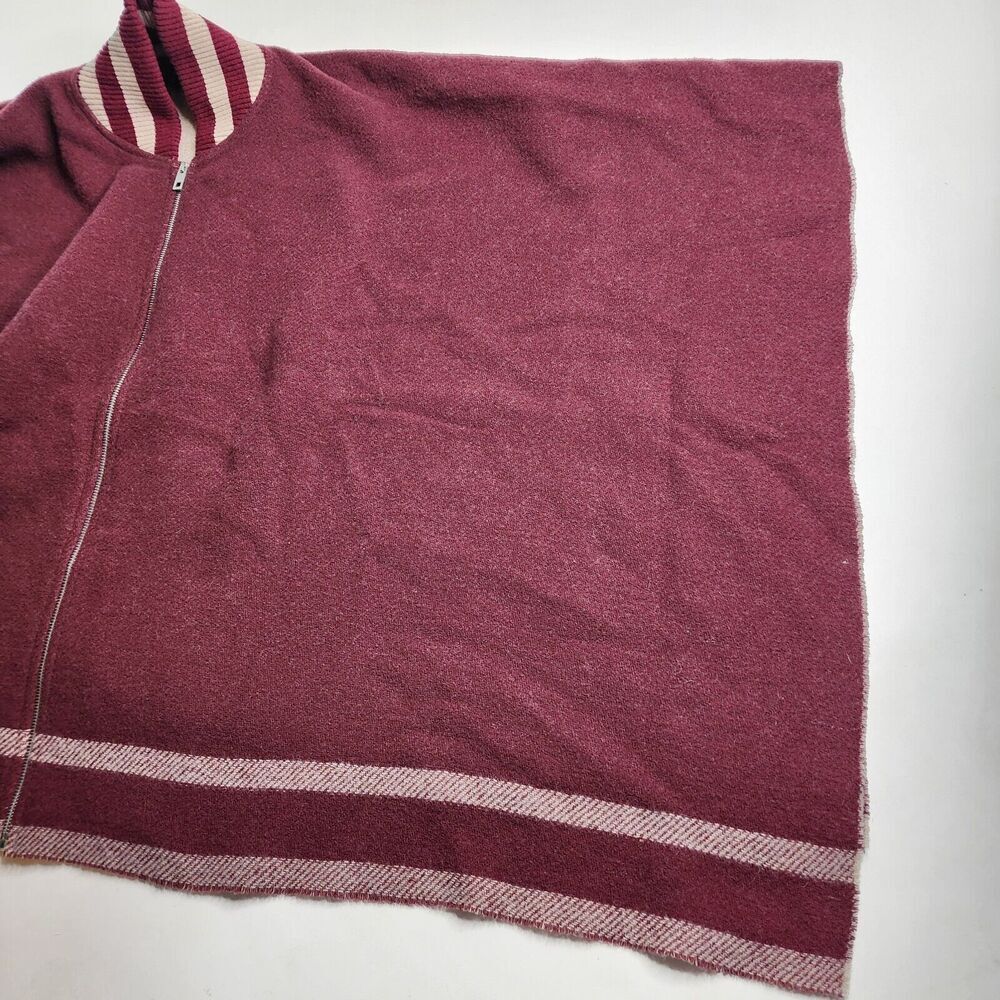RAG & BONE Maroon Varsity Full Zip Wool Poncho Cape $450 One Size - Picture 8 of 9
